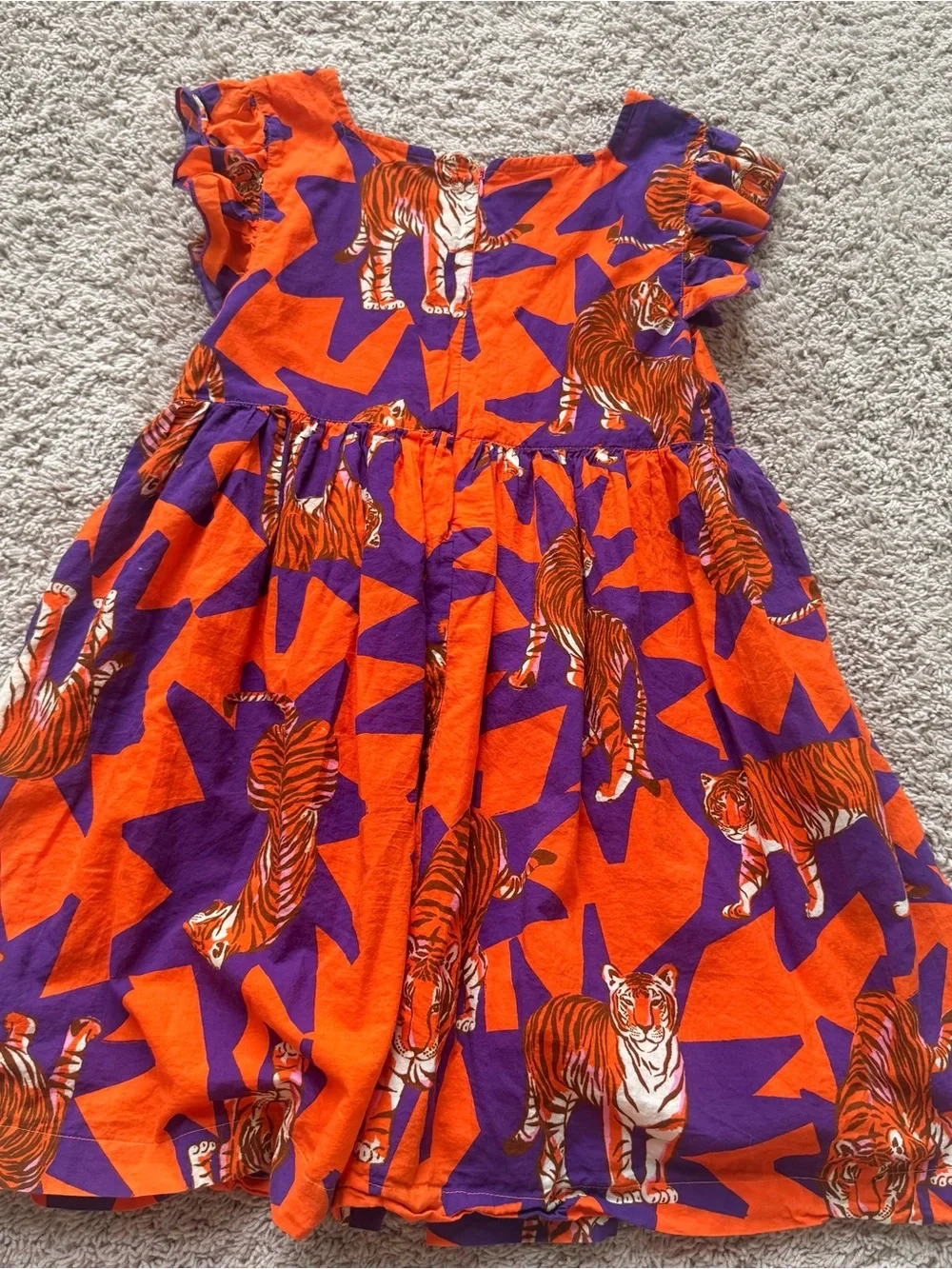 Girls Orange and Purple Tiger Print Clemson dress